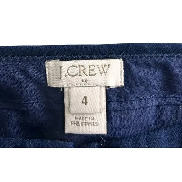 J.Crew Navy Blue Mini Skirt Sz 4 Nautical Coastal Cotton Gold Buttons Pockets - Picture 3 of 5